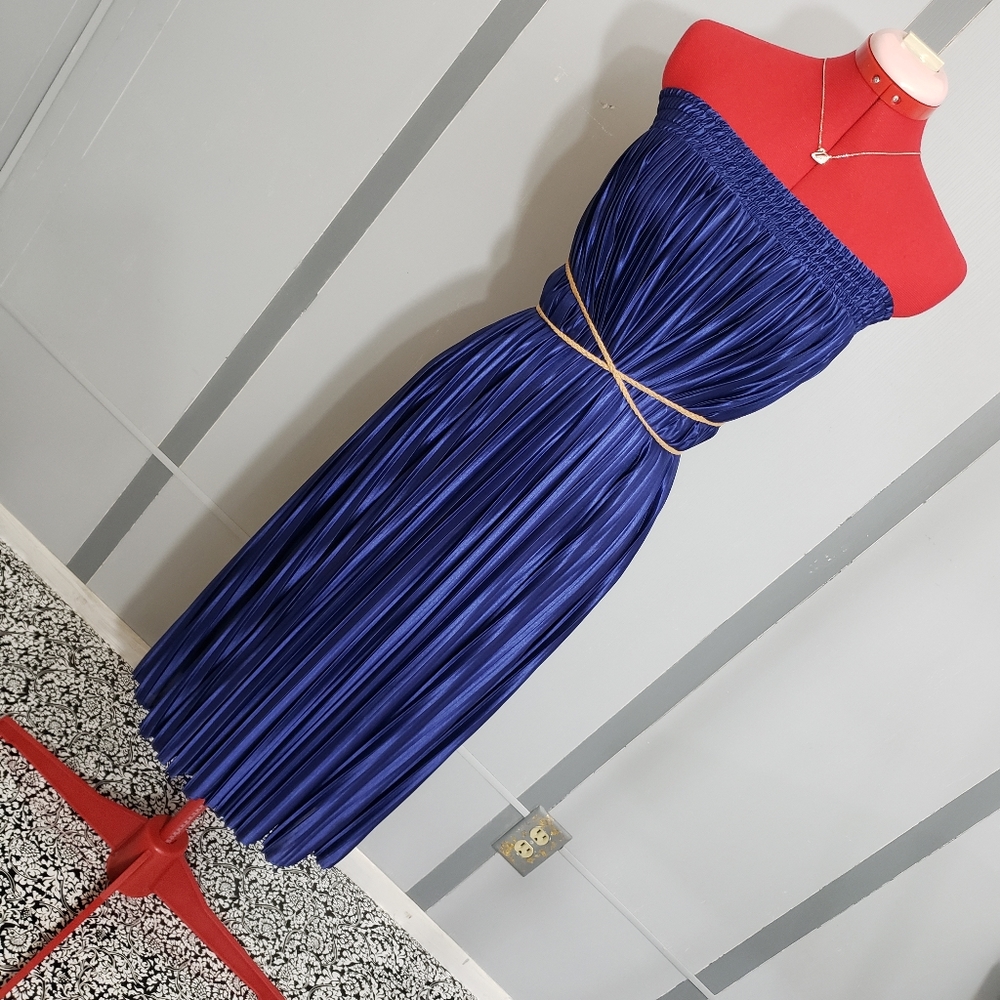NWOT American Apparel Blue Accordion Pleat Dress